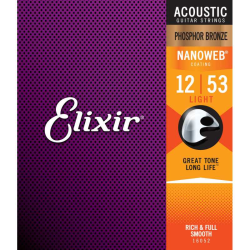 ELIXIR 16052 Nanoweb Light Acoustic Phosphor Bronze 12-53