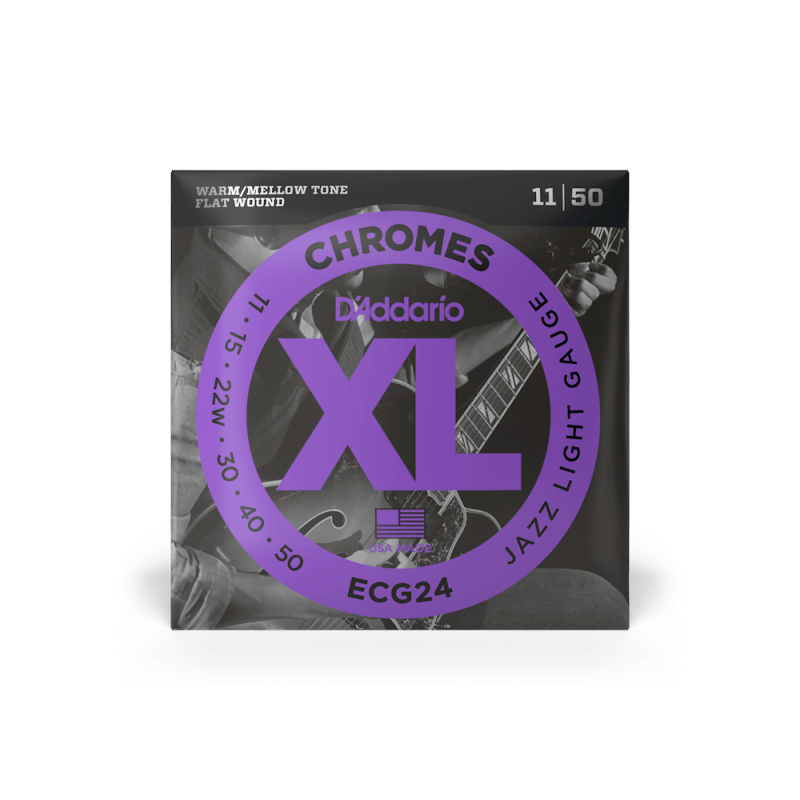 D'ADDARIO ECG24 Chromes Flat Wound, Jazz Light, 11-50