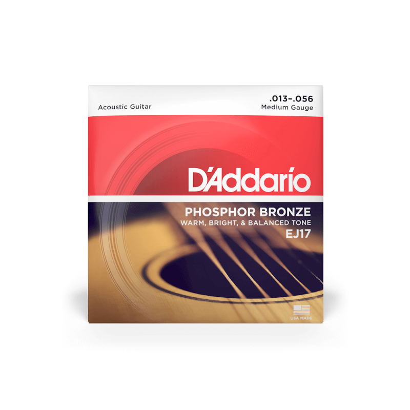 D'ADDARIO EJ17 Phosphor Bronze Acoustic Guitar Strings, Medium, 13-56